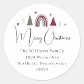 Rainbow & Hearts Frohe Weihnachts-Umschlag Aufkleb Runder Aufkleber (Vorderseite)