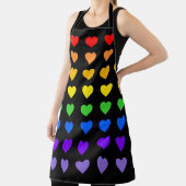 Rainbow Hearts Gay Pride Black Schürze (InSitu)