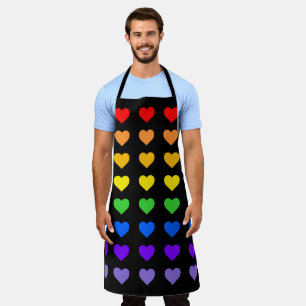 Rainbow Hearts Gay Pride Black Schürze