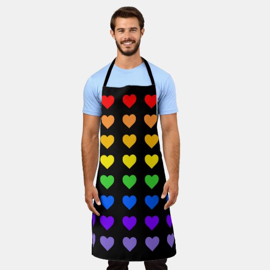 Rainbow Hearts Gay Pride Black Schürze (Getragen)