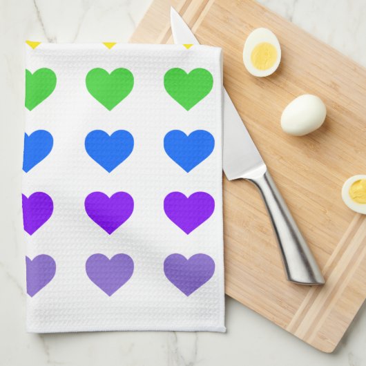 Rainbow Hearts Gay Pride Geschirrtuch (Viertel Falte)
