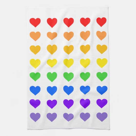 Rainbow Hearts Gay Pride Geschirrtuch (Vertikal)