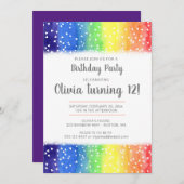 Rainbow Hearts Geburtstagsparty Einladung (Vorne/Hinten)