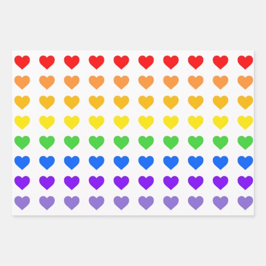Rainbow Hearts Geschenkpapier Set (Vorderseite)