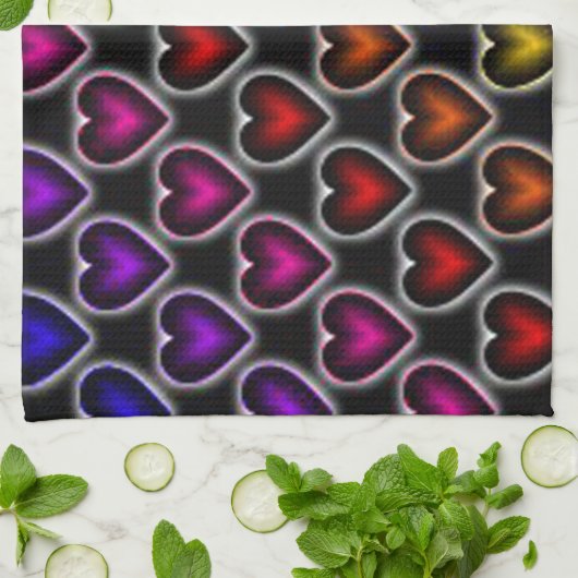Rainbow Hearts Geschirrtuch (Gefaltet)