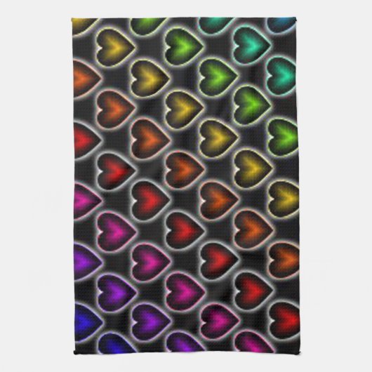 Rainbow Hearts Geschirrtuch (Vertikal)