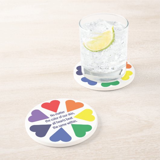 Rainbow Hearts Getränkeuntersetzer (Seite)