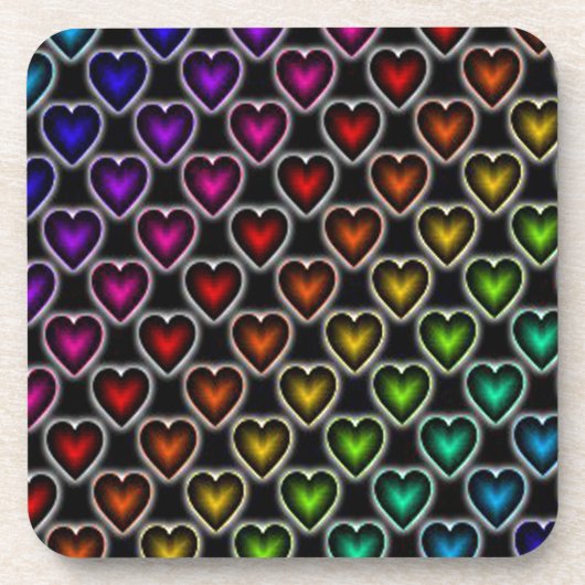 Rainbow Hearts Getränkeuntersetzer (Vorderseite)