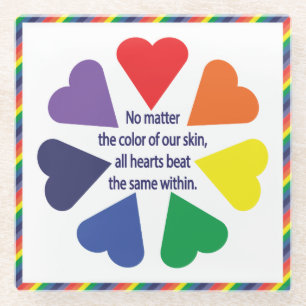 Rainbow Hearts Glasuntersetzer