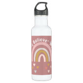 Rainbow Hearts glauben an Einhörner Personalisiert Edelstahlflasche (Vorderseite)