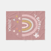 Rainbow Hearts glauben an Einhörner Personalisiert Fleecedecke (Vorderseite (Horizontal))