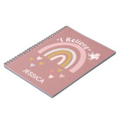 Rainbow Hearts glauben an Einhörner Personalisiert Notizblock (Linke Seite)