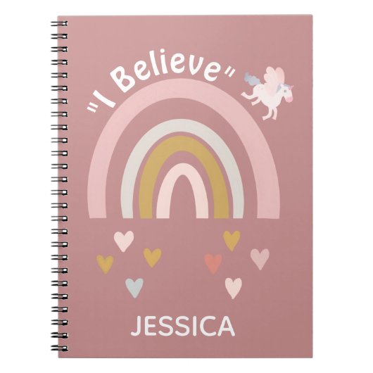 Rainbow Hearts glauben an Einhörner Personalisiert Notizblock (Vorderseite)