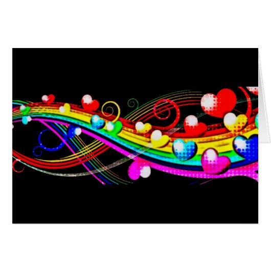 Rainbow Hearts Grußkarte (Vorderseite (Horizontal))