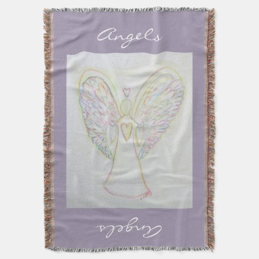 Rainbow Hearts Guardian Angel Custom Throw Blanket Decke (Vorderseite Vertikal)