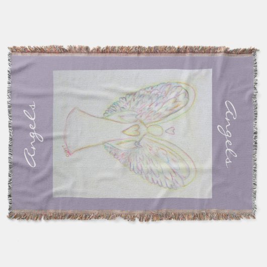 Rainbow Hearts Guardian Angel Custom Throw Blanket Decke (Vorderseite)