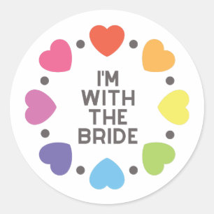 Rainbow Hearts Ich bin mit dem Bride Sticker