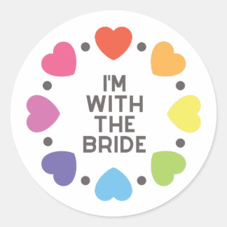 Rainbow Hearts Ich bin mit dem Bride Sticker