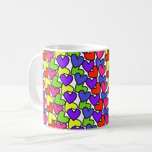 Rainbow Hearts Kaffeetasse (Vorderseite Links)