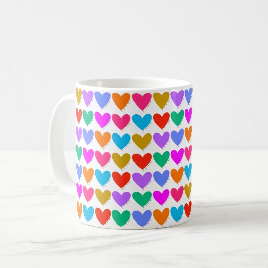 Rainbow Hearts Kaffeetasse (Vorderseite Links)