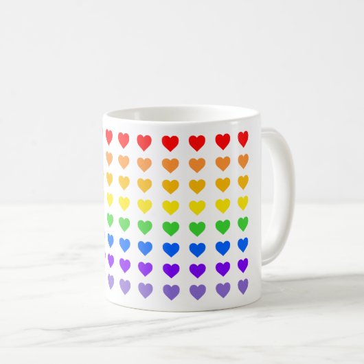 Rainbow Hearts Kaffeetasse (VorderseiteRechts)
