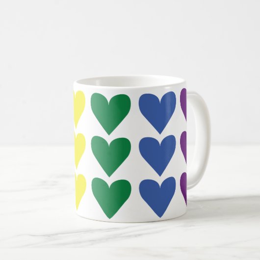 Rainbow Hearts Kaffeetasse (VorderseiteRechts)