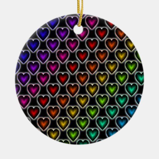 Rainbow Hearts Keramik Ornament (Vorne)