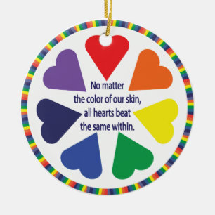 Rainbow Hearts Keramik Ornament