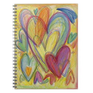Rainbow Hearts Liebe Art Notebook Journal Notizblock