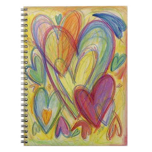 Rainbow Hearts Liebe Art Notebook Journal Notizblock (Vorderseite)
