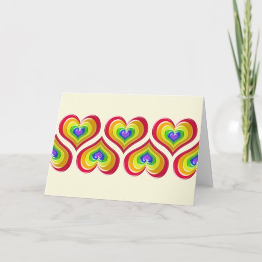 Rainbow Hearts Liebe gewinnt Valentin Feiertagskarte (Vorderseite)