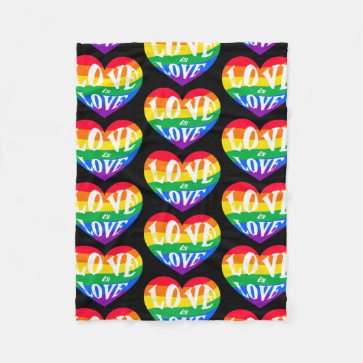 Rainbow-Hearts-Liebe ist Liebe Fleecedecke (Vorderseite)