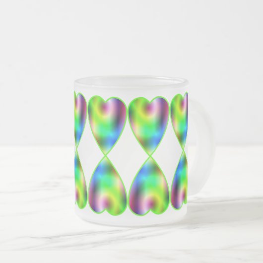 Rainbow Hearts Mattglastasse (VorderseiteRechts)