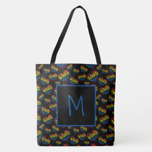 Rainbow Hearts Monogram Tote Bag Tasche