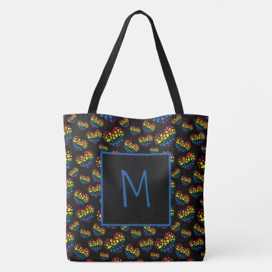 Rainbow Hearts Monogram Tote Bag Tasche (Rückseite)