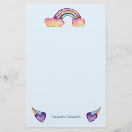 Rainbow Hearts | Niedliche Kinder Briefpapier (Vorderseite)