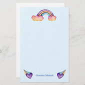 Rainbow Hearts | Niedliche Kinder Briefpapier (Vorne/Hinten)
