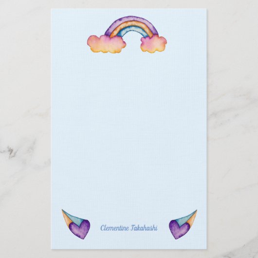 Rainbow Hearts | Niedliche Kinder Briefpapier (Vorderseite)