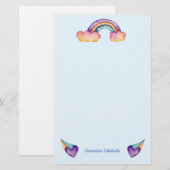 Rainbow Hearts | Niedliche Kinder Briefpapier (Vorne/Hinten)