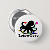 Rainbow Hearts Octopus Viele Lieben Button (Vorne & Hinten)