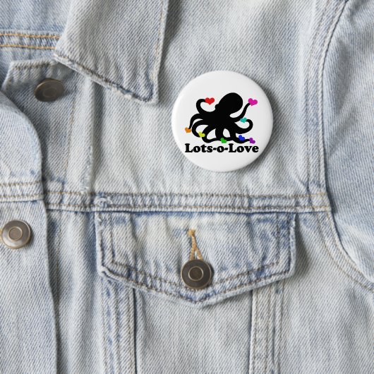 Rainbow Hearts Octopus Viele Lieben Button (Beispiel)