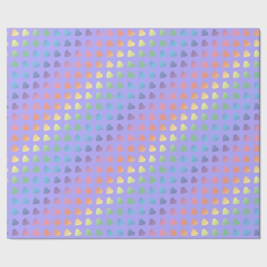 Rainbow Hearts on Lilac Geschenkpapier (Saum)
