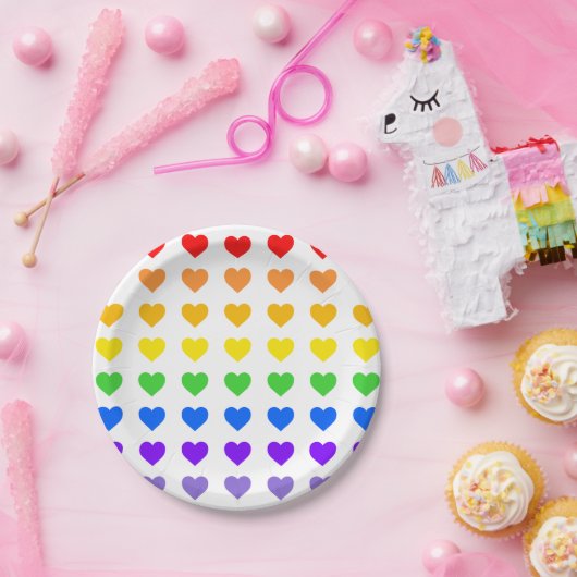 Rainbow Hearts Pappteller (Party)