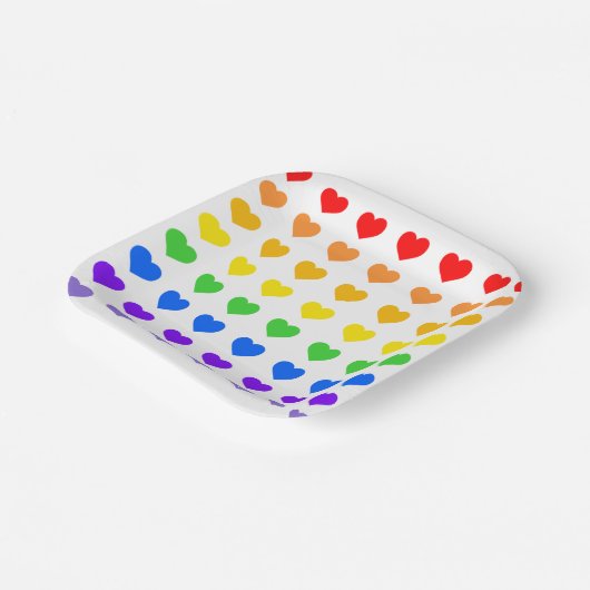 Rainbow Hearts Pappteller (Gewinkelt)