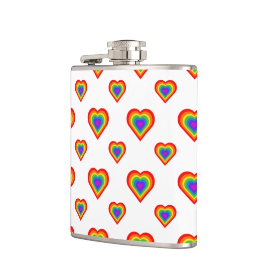 Rainbow Hearts Pattern Flachmann (Links)