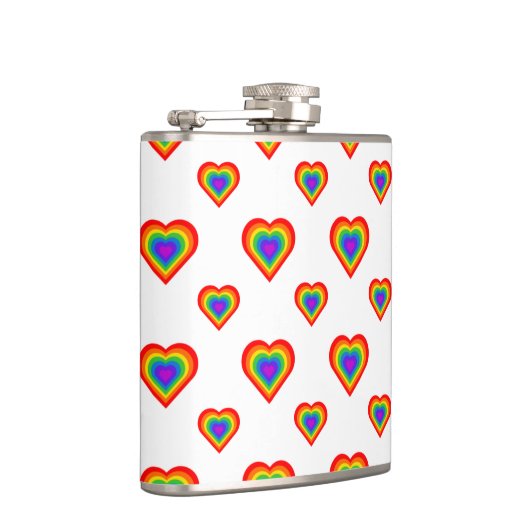 Rainbow Hearts Pattern Flachmann (Rechts)