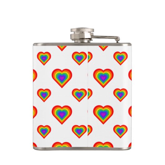 Rainbow Hearts Pattern Flachmann (Rückseite)