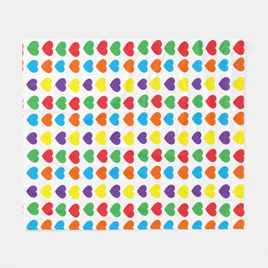 Rainbow Hearts Pattern Fleecedecke (Vorderseite (Horizontal))
