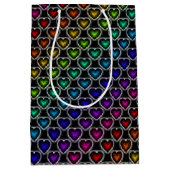 Rainbow Hearts Pattern Geschenktasche Mittlere Geschenktüte (Vorderseite)
