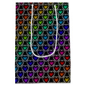Rainbow Hearts Pattern Geschenktasche Mittlere Geschenktüte (Rückseite)